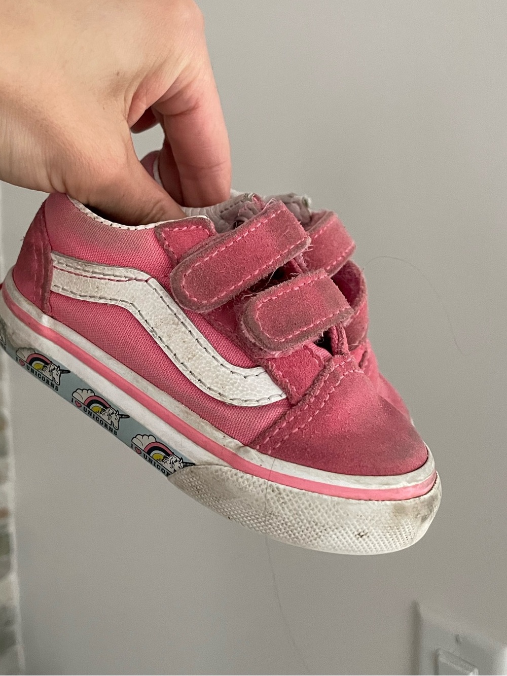 Vans pink suede toddler unicorn Velcro sneakers